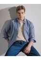 Camisa Regular Manga Larga Rayas Hombre Azul de PUNTO BLANCO
