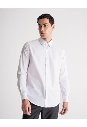 Camisa Manga Larga Regular Blanca Hombre Blanco