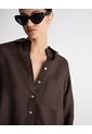 Camisa Manga Larga Oversize Lino Café Mujer Cafe de PUNTO BLANCO