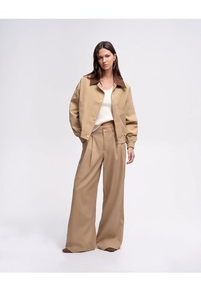 Chaqueta Fit Sin Capucha En Drill Café Cafe