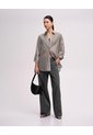 Pantalón Straight Leg Pinstripes Tiro Alto Gris Mujer Gris de PUNTO BLANCO