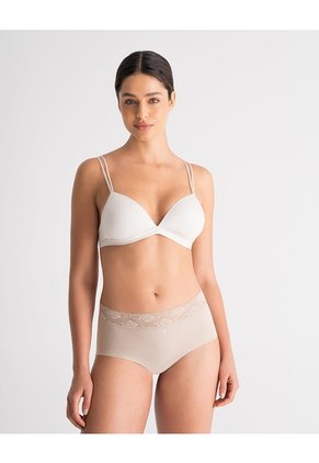 Panty Cachetero Clásico Microfibra Con Encaje Café Cafe