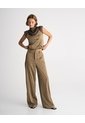 Pantalón Wide Leg Tiro Alto Satín Café Mujer Cafe de PUNTO BLANCO