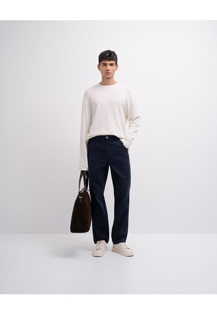 Pantalón Recto Algodón Azul Hombre Azul