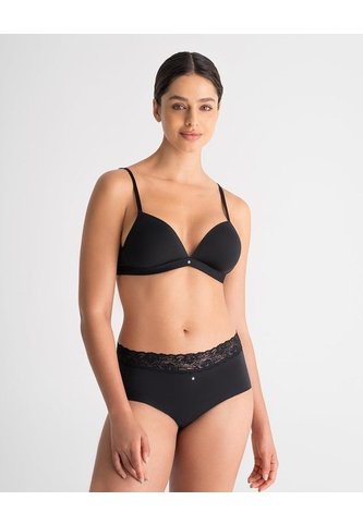 Panty Cachetero Clásico Microfibra Con Encaje Negro Negro PUNTO BLANCO