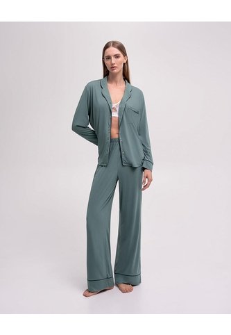Camisa + Pantalón De Pijama Verde Mujer Verde PUNTO BLANCO