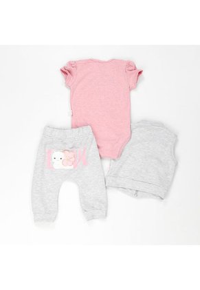 CONJUNTO PUPPET BEBÉ NIÑA 50521-R GRIS