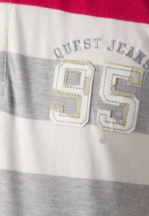 Camiseta Polo Quest Blanco-Rojo-Gris