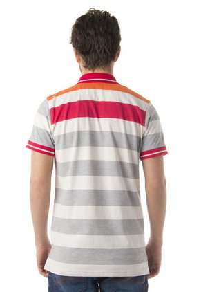 Camiseta Polo Quest Blanco-Rojo-Gris