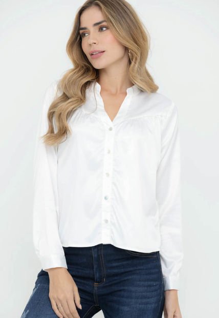 Camisa Satin Mali Blanco Ragged Pf12110678