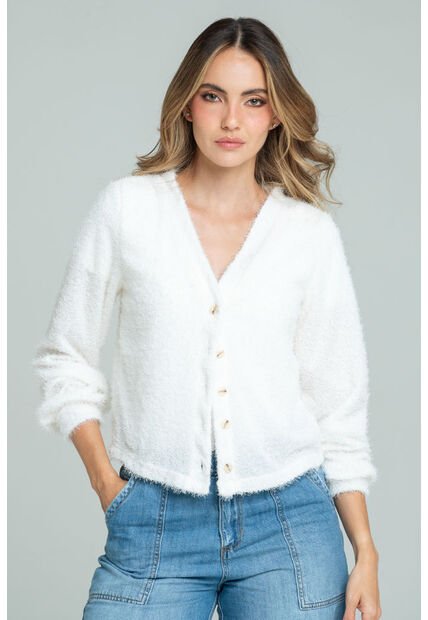 Cardigan Damasco Blanco Ragged Pf11160155