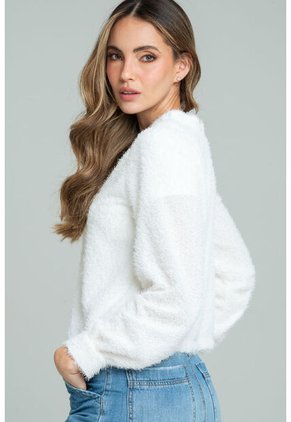 Cardigan Damasco Blanco Ragged Pf11160155