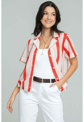 Camisa Tejida Rayas Rojo Ragged Pf11113175