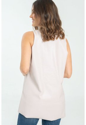 Chaleco Largo Abierto Beige Ragged Pf11150034