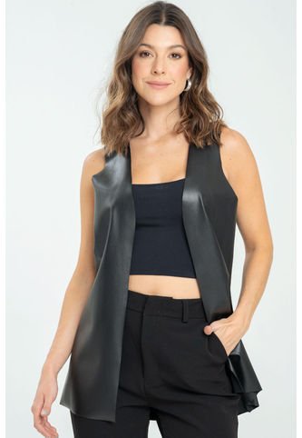 Chaleco Largo Abierto Negro Ragged Pf11150034 Ragged