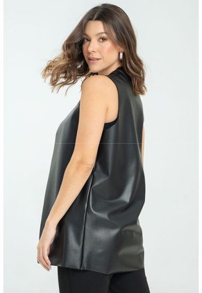 Chaleco Largo Abierto Negro Ragged Pf11150034