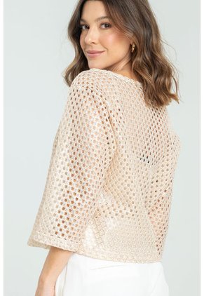 Blusa Tejida Brillo Beige Ragged Pf11112840