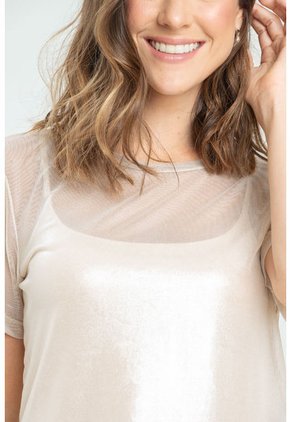 Camiseta Mesh Oversize Beige Ragged Pf11121140