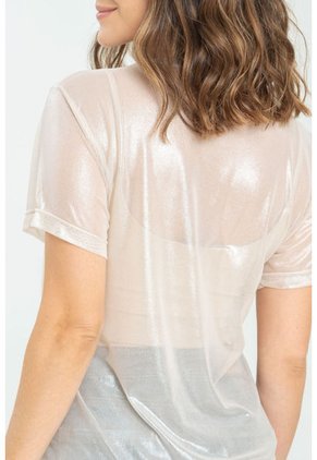 Camiseta Mesh Oversize Beige Ragged Pf11121140