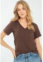 Camiseta Escote V Café Ragged Pf21120082 de Ragged