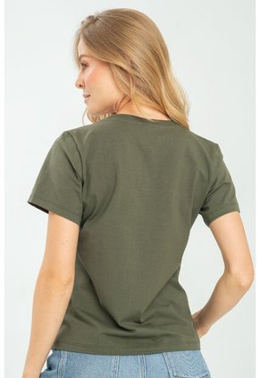 Camiseta Escote V Verde Ragged Pf21120082