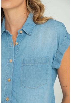 Camisa Tencel Manga Corta Azul Ragged Pf24110001