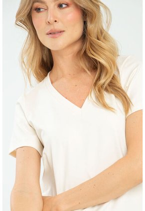 Camiseta Escote V Blanco Ragged Pf21120082