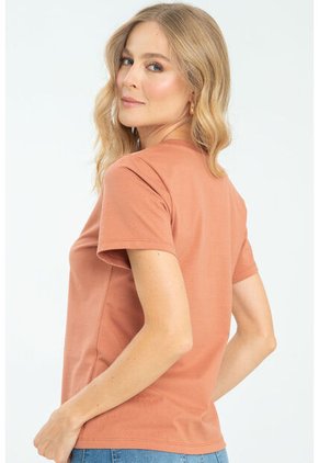 Camiseta Escote V Rosa Ragged Pf21120082