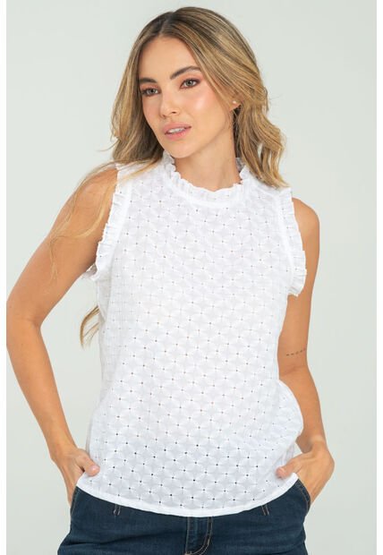 Blusa Romantic Blanco Ragged Pf11112531