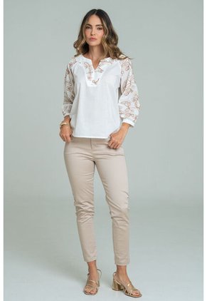 Blusa Carmesi Blanco Ragged Pf11113170