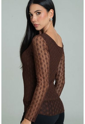 Blusa Anny Café Ragged Pf11113169