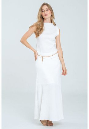 Falda Plisada Dafne Blanco Ragged Pf12320190