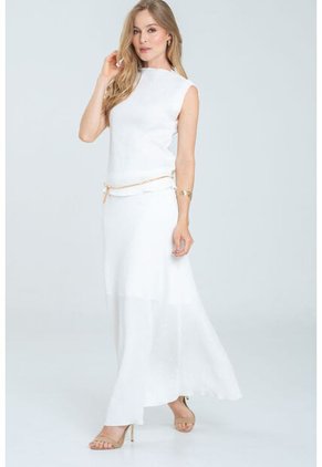 Falda Plisada Dafne Blanco Ragged Pf12320190