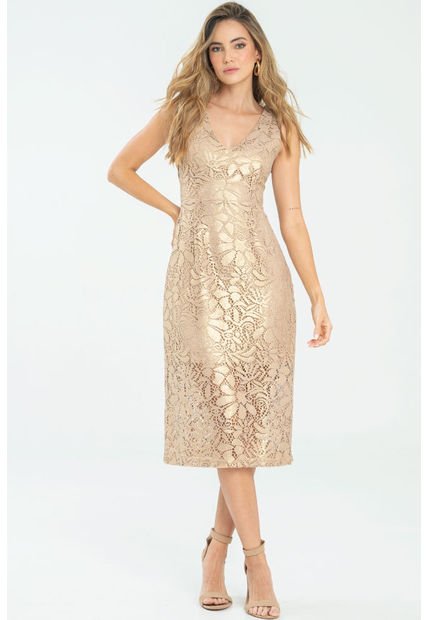 Vestido Gold Encaje Beige Ragged Pf12510418