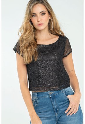 Blusa Lentejuelas Negro Ragged Pf11112839
