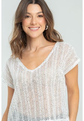 Blusa Tejida Brillo Plateado Ragged Pf11112827
