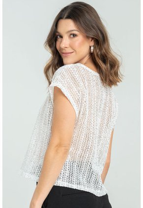 Blusa Tejida Brillo Plateado Ragged Pf11112827