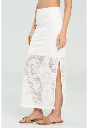 Falda Midi Tejida Blanco Ragged Pf11320487