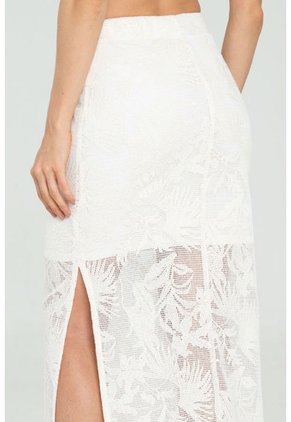 Falda Midi Tejida Blanco Ragged Pf11320487