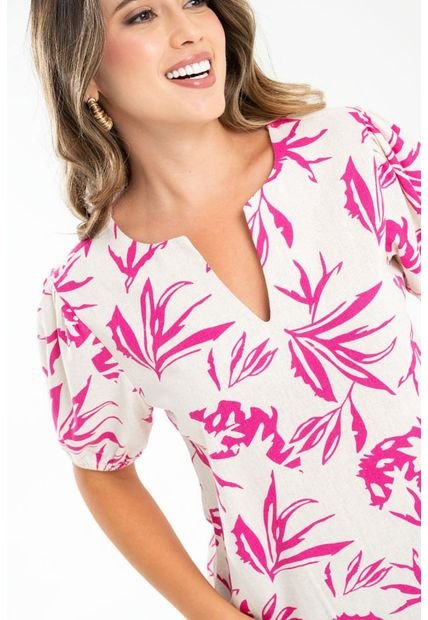 Blusa Hanna Lino Fucsia Ragged Pf31113264