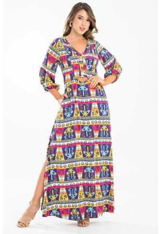 Vestido Emily Azul Ragged Pf31511395 Ragged