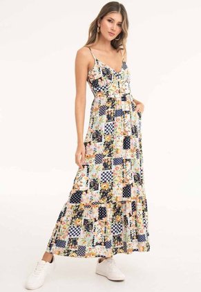 Vestido Patchwork Azul Ragged Pf11511146