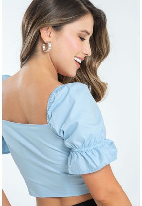 Crop Top Giulhia Azul Ragged Pf31113318