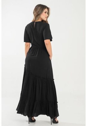 Vestido Largo Attico Negro Ragged Pf31511488