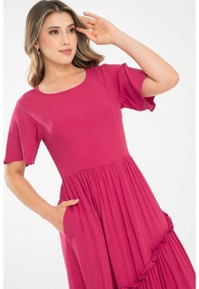 Vestido Largo Attico Rojo Ragged Pf31511488