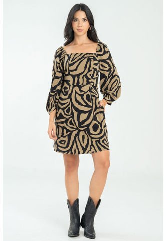 Vestido Malva Animal Negro Ragged Pf11511327 Ragged