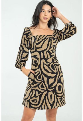 Vestido Malva Animal Negro Ragged Pf11511327