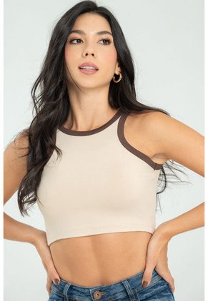 Crop Top Cuffed Blanco Ragged Pf17120043