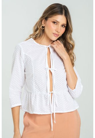 Blusa Lauren Blanco Ragged Pf11112971 Ragged