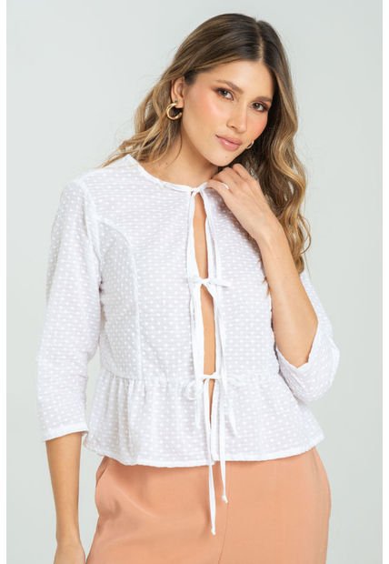 Blusa Lauren Blanco Ragged Pf11112971